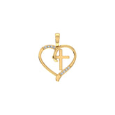 Heart with Cross Diamond 10K Yellow Gold & Diamond Pendant
